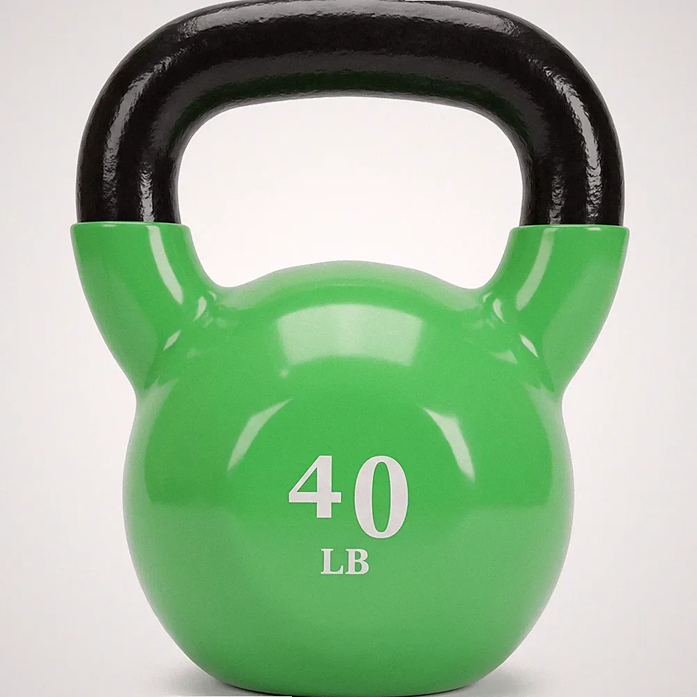 Fitvids 40 lb Vinyl-Coated Kettlebell Weight for Strength Training, Apple Green