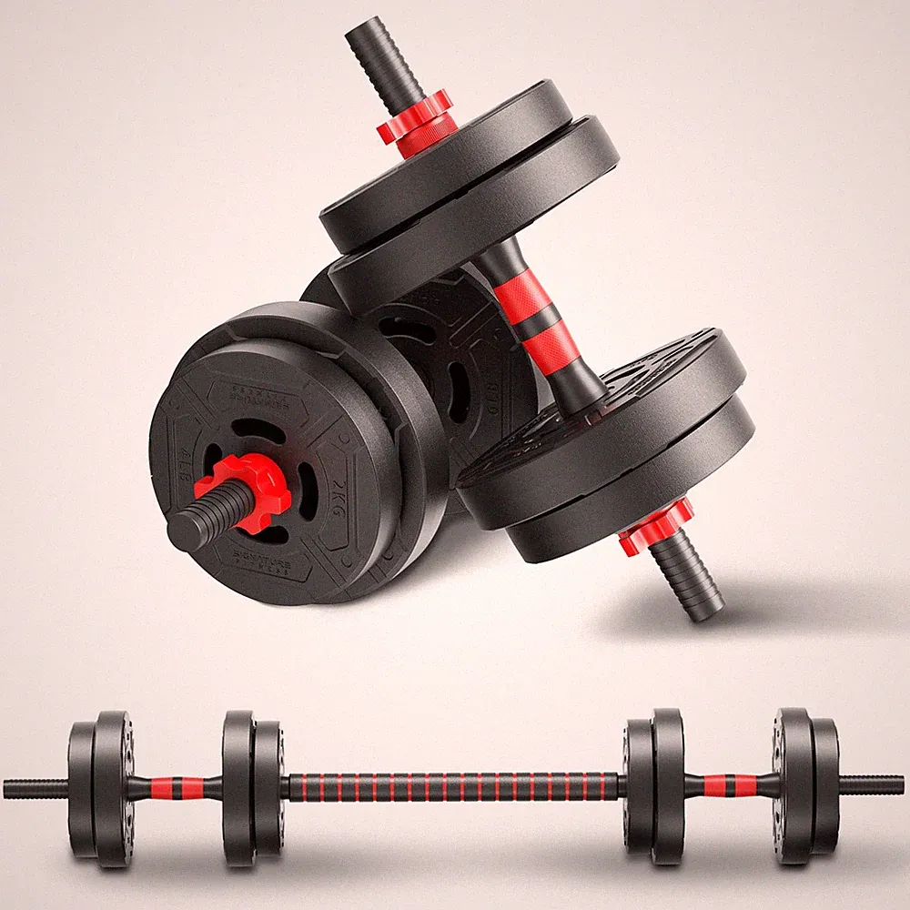 Fitvids 40lbs 2-in-1 Adjustable Dumbbell Barbell Set Multi-Functional Changeable