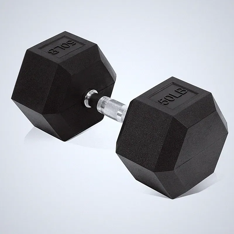 Fitvids 50Lb Single Hex Dumbbells Rubber Coated Hand Weights For Exercises And