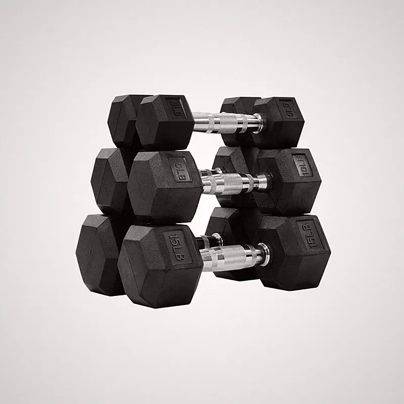Fitvids 60Lb Rubber Encased Hex Dumbbell Weight Set Contoured Handle For Muscle