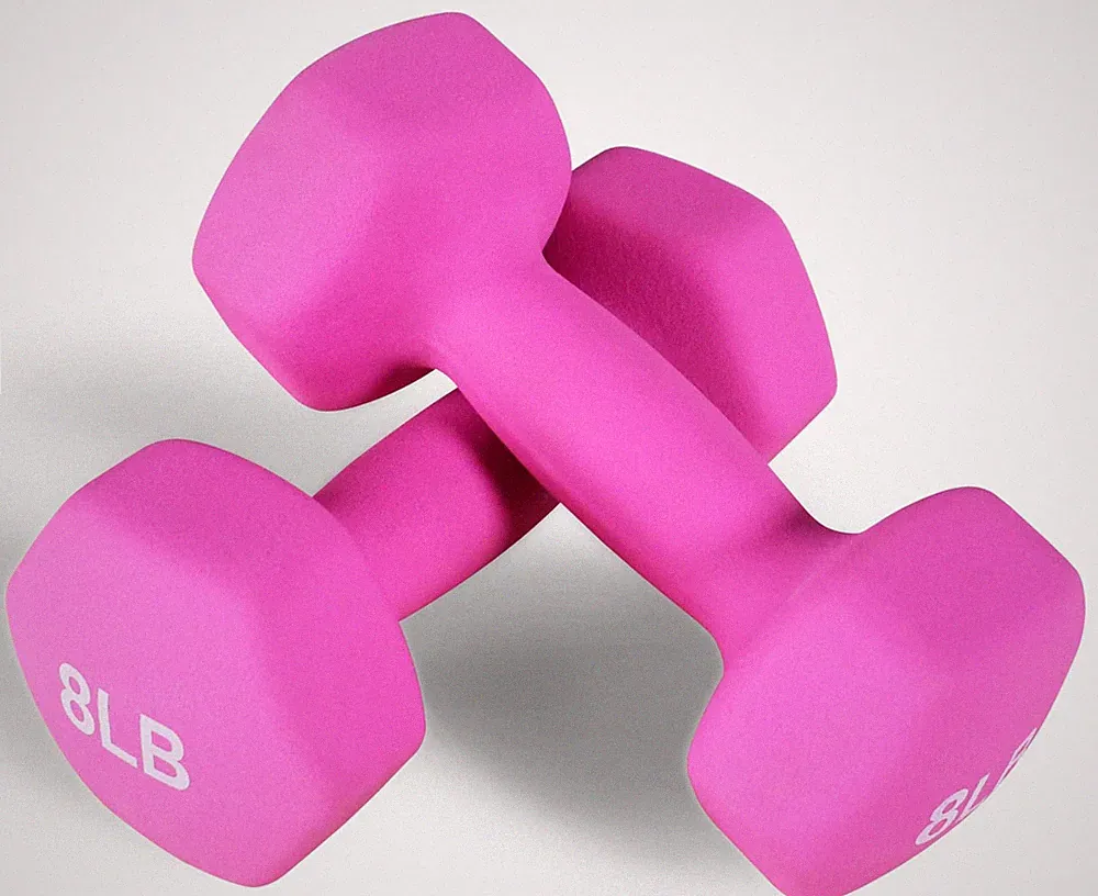 Fitvids 8 Pound Neoprene Dumbbell Pair Hex Anti-Slip Anti-roll
