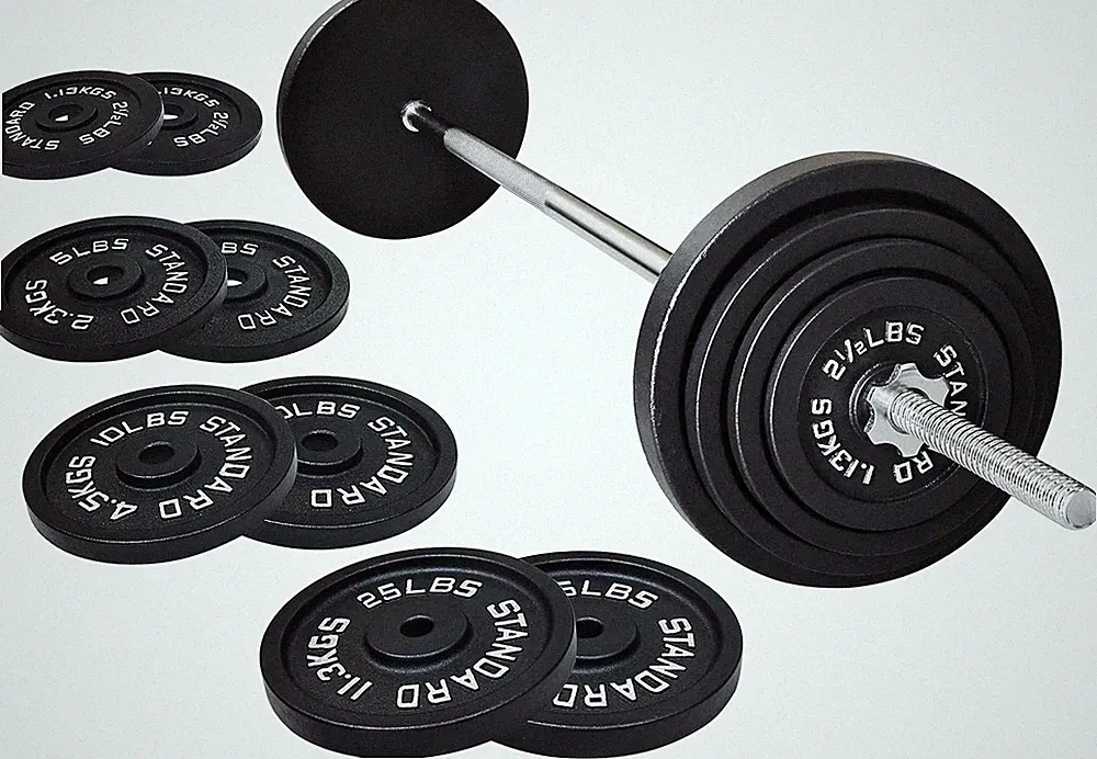 Fitvids 95LB Barbell Weight Set 5FT Bar 1" Standard
