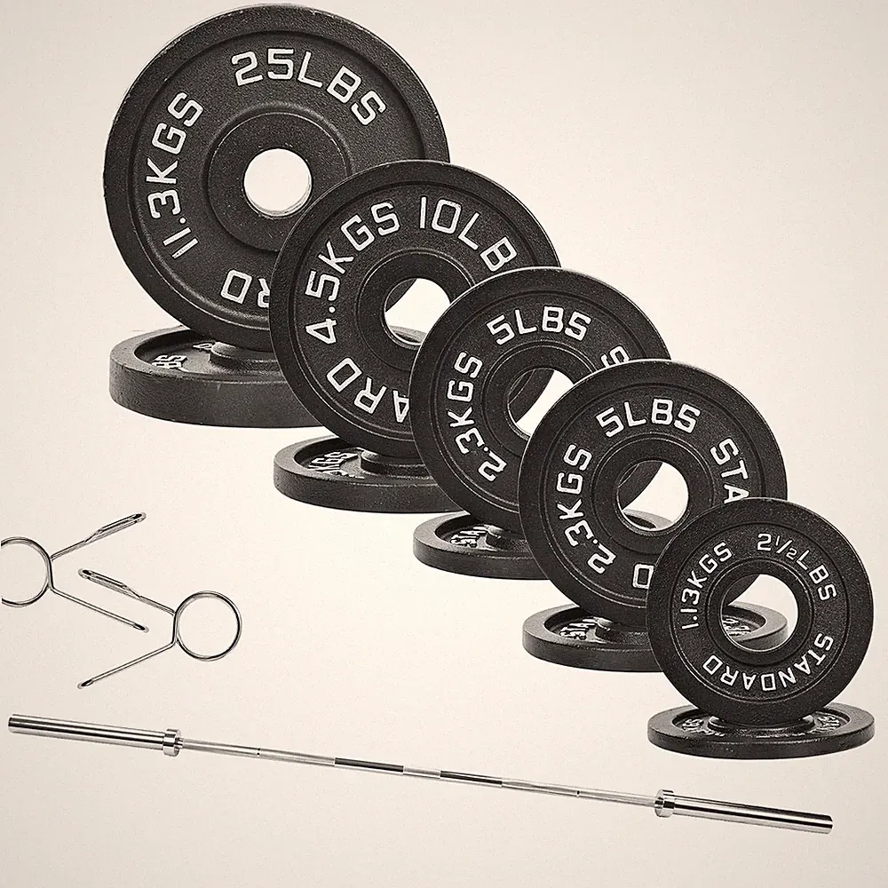 Fitvids 95LB Olympic Barbell Weight Set 5FT Bar Home Gym