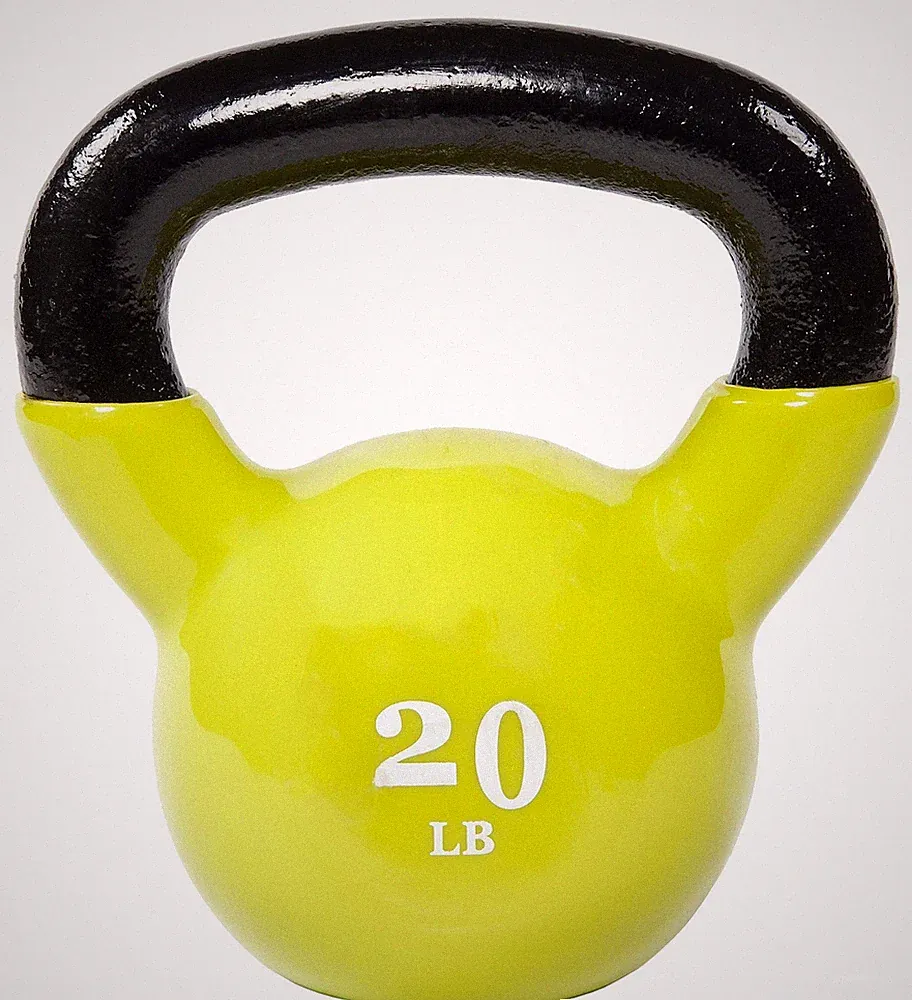 Fitvids All-Purpose Color Vinyl Coated Kettlebell, 5-50 Pounds, Yellow