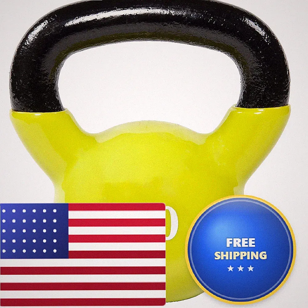 Fitvids All-Purpose Color Vinyl Coated Kettlebell 5-50 Pounds Yellow Vnkb20