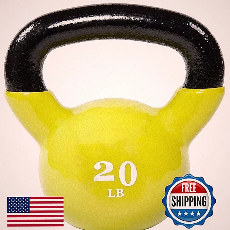 Fitvids All-Purpose Color Vinyl Coated Kettlebell 5-50 Pounds Yellow Vnkb20