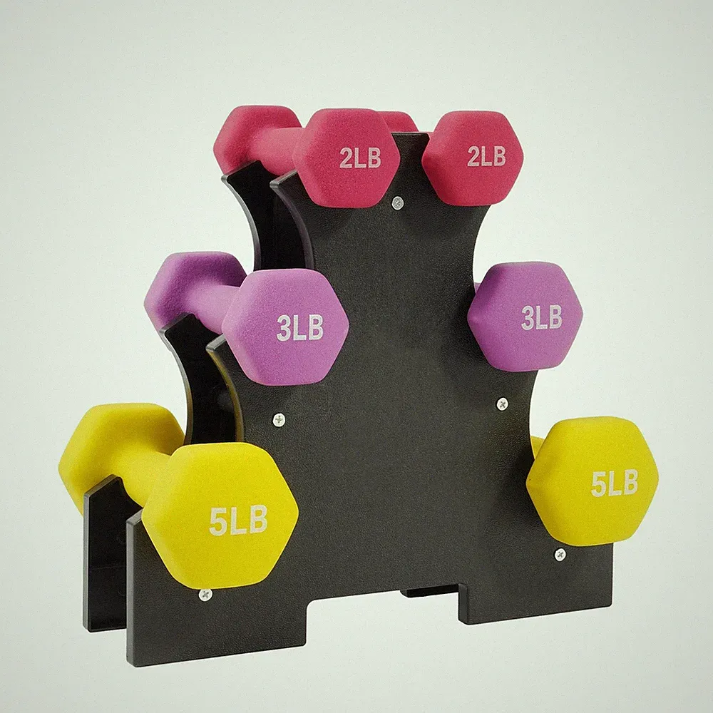 Fitvids Colored Neoprene Dumbbell Set with Rack, Multiple Weight Options, 20L...