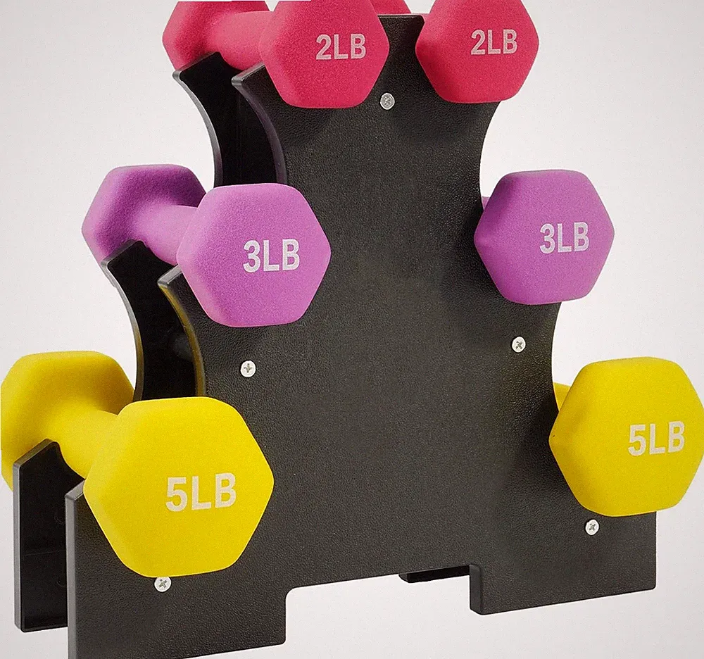 Fitvids Colored Neoprene Dumbbell Set with Rack, Multiple Weight Options, 20LBS
