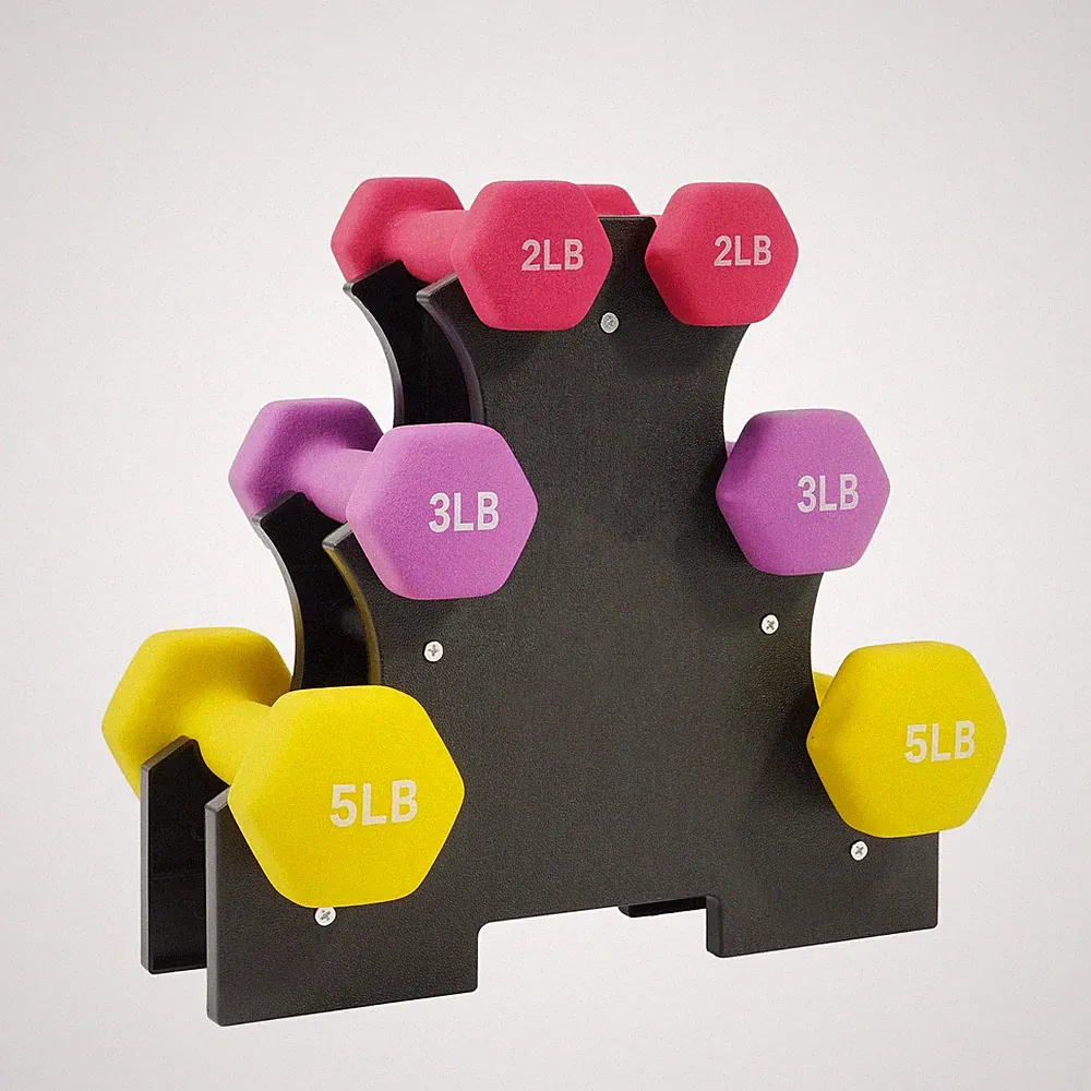 Fitvids Colored Neoprene Dumbbell Set with Rack Options 20LBS Set(2/3/5LB Pairs)