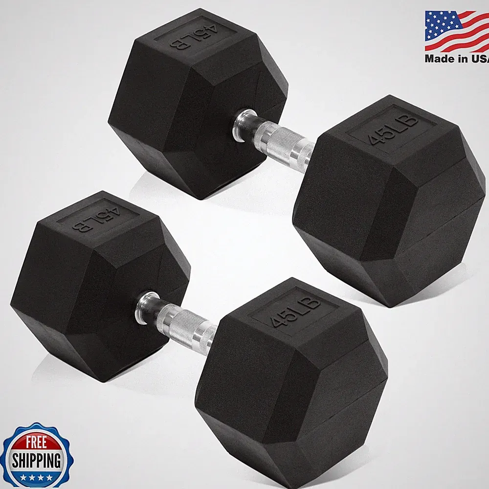 Fitvids Hex Dumbbells Rubber Coated Hand Weights for Exercises and Fitness Home