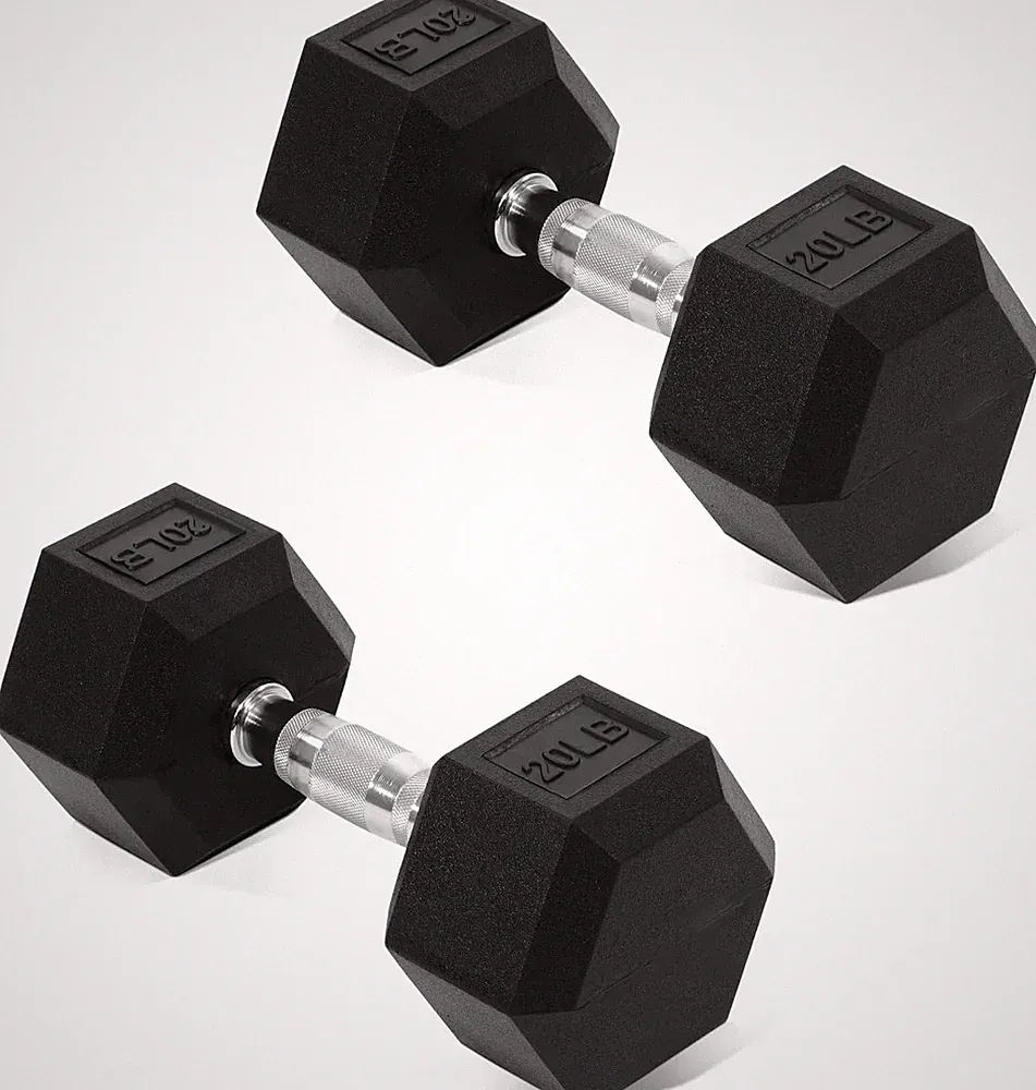 Fitvids Hex Dumbbells Rubber Coated Hand Weights for Exercises and Fitness Home