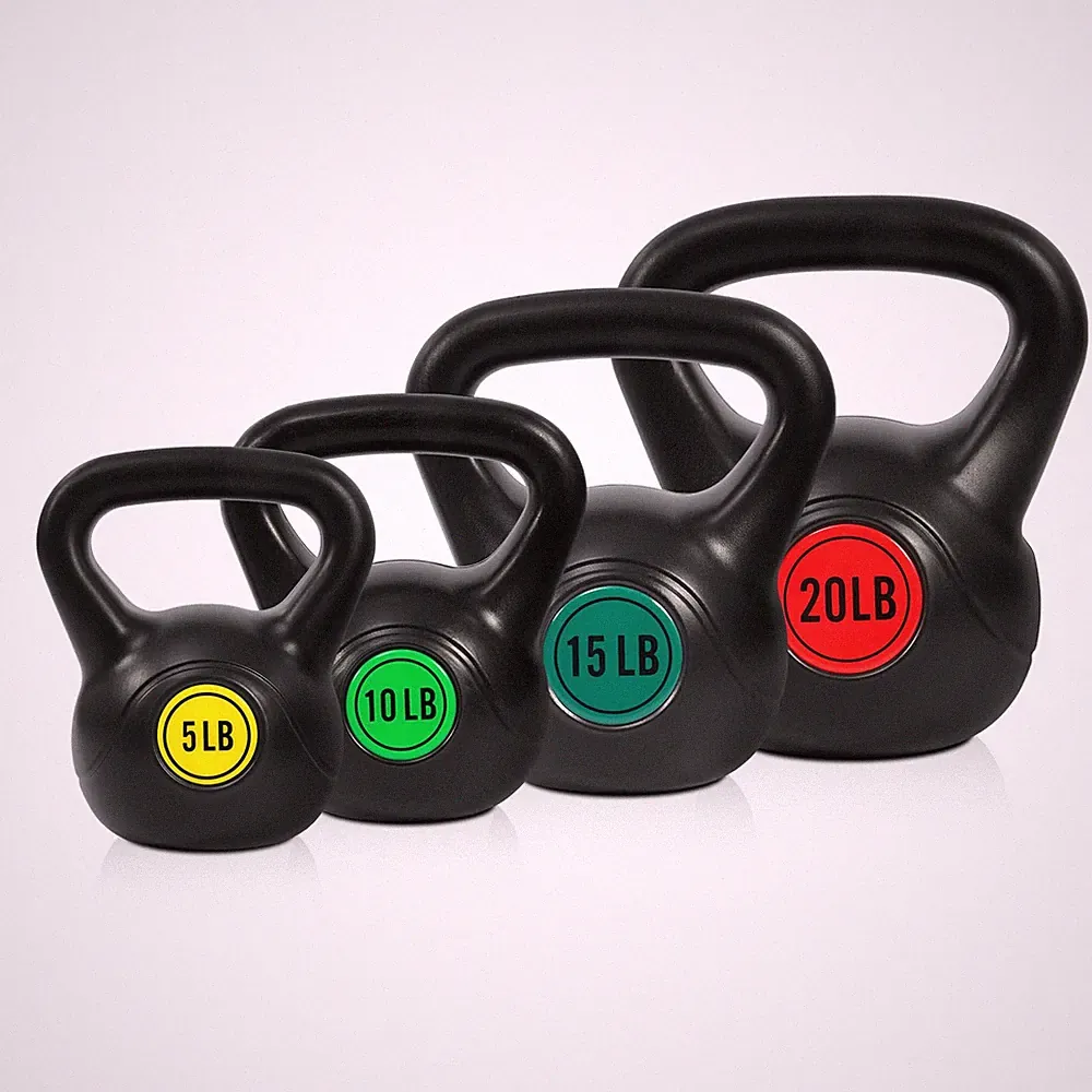 Fitvids Kettlebell Sets 4 Piece Strength 50LB Set of 4: 5/10/15/20LB, Black