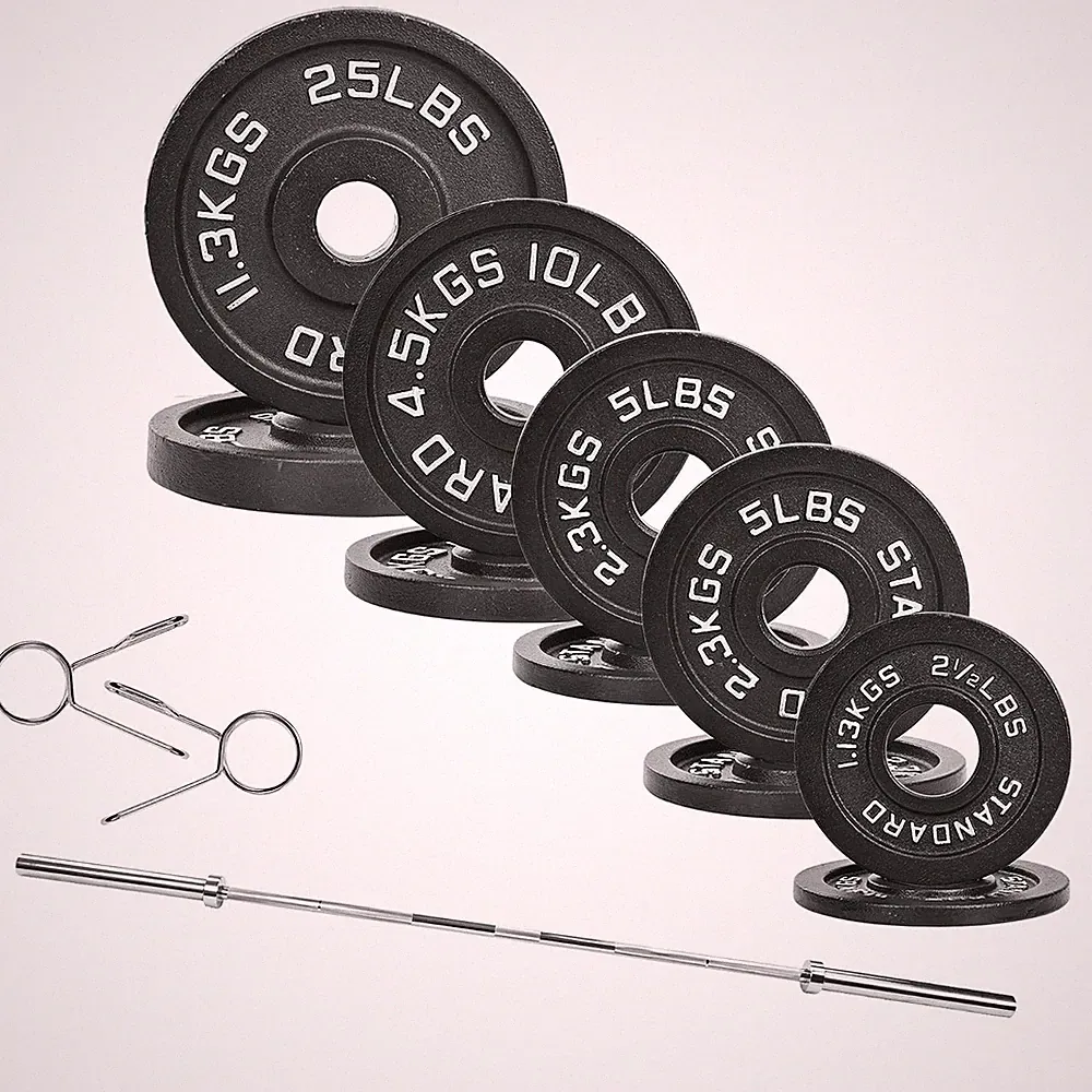 Fitvids Olympic Barbell Weight Set 95LB 5FT Bar Home
