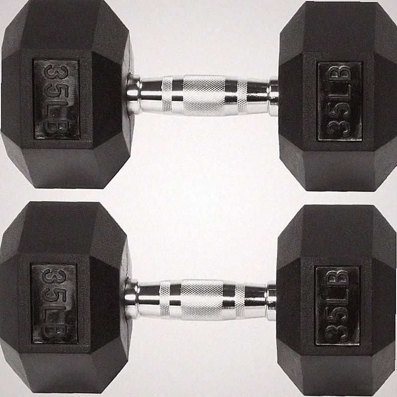 Fitvids Premium Rubber Encased Hex Dumbbell 35Lb Pair