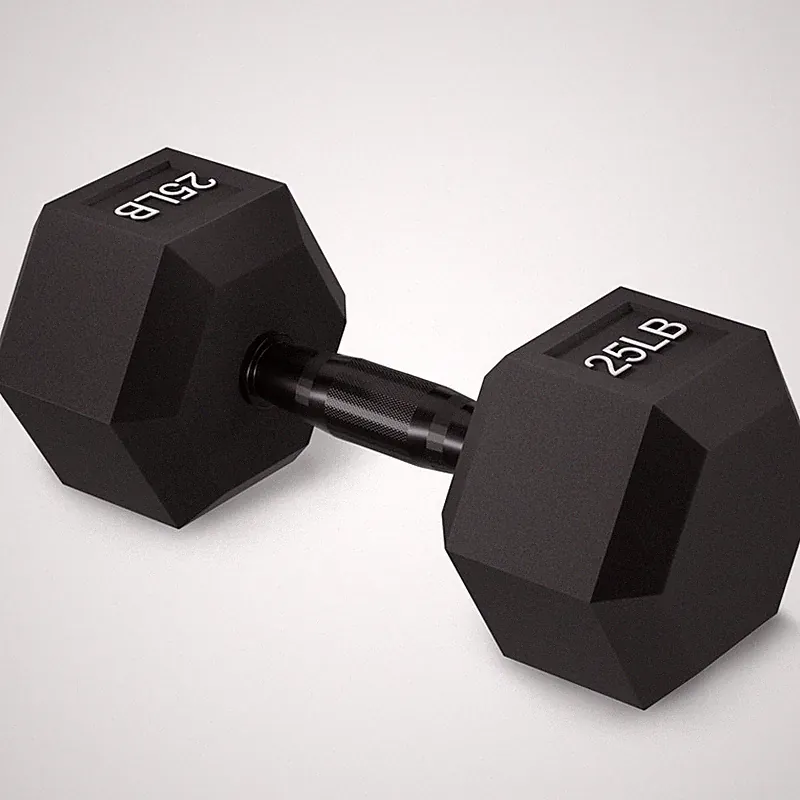 Fitvids Rubber Encased Exercise Fitness Hex Dumbbell Anti-Slip Metal Handle For