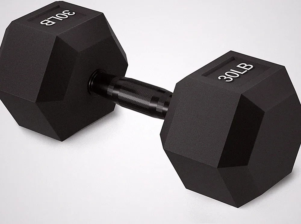 Fitvids Rubber Encased Exercise & Fitness Hex Dumbbell, Hand Weights with Anti-S