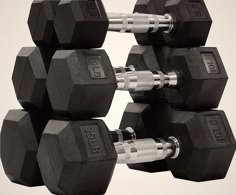 Fitvids Rubber Encased Hex Dumbbell Set Contoured Handle for Muscle Toning, Stre