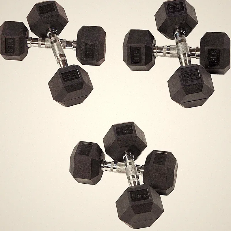 Fitvids Rubber Encased Hex Dumbbell Set Including 10 15 20Lb Pairs