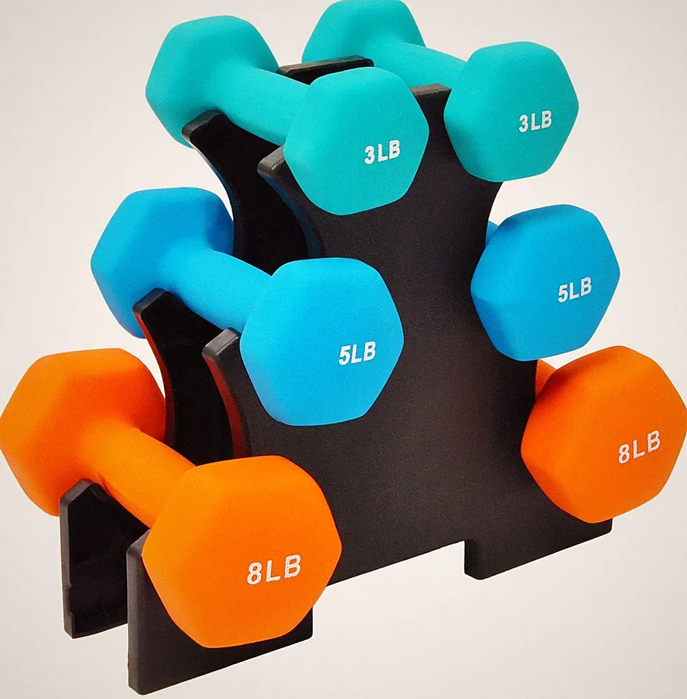Fitvids Set of 6 Neoprene 3/5/8 Pound Pairs, with Rack: Pairs