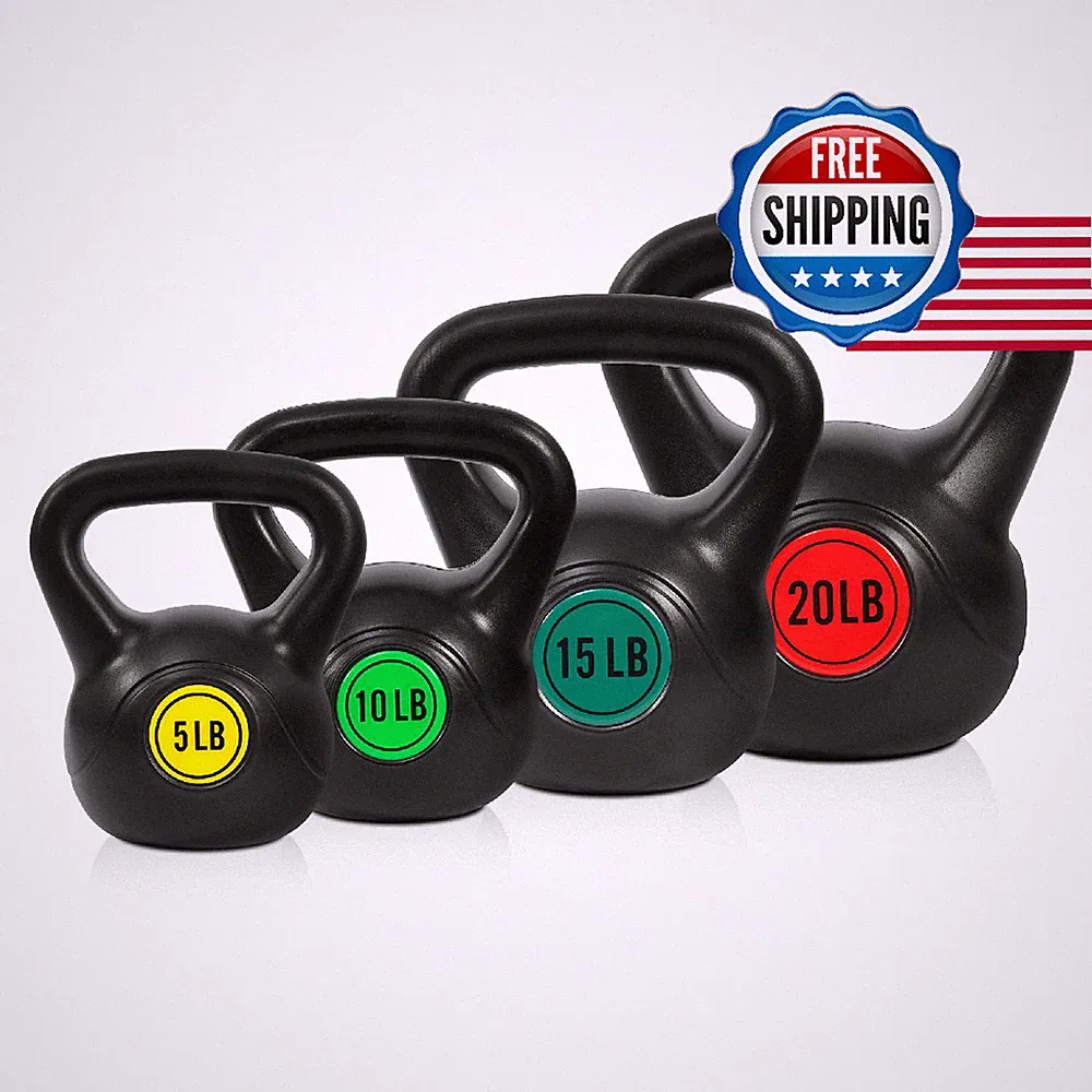 Fitvids Sets 4 Piece Strength Training Kettlebells Weight Set 5Lb 10Lb 15Lb