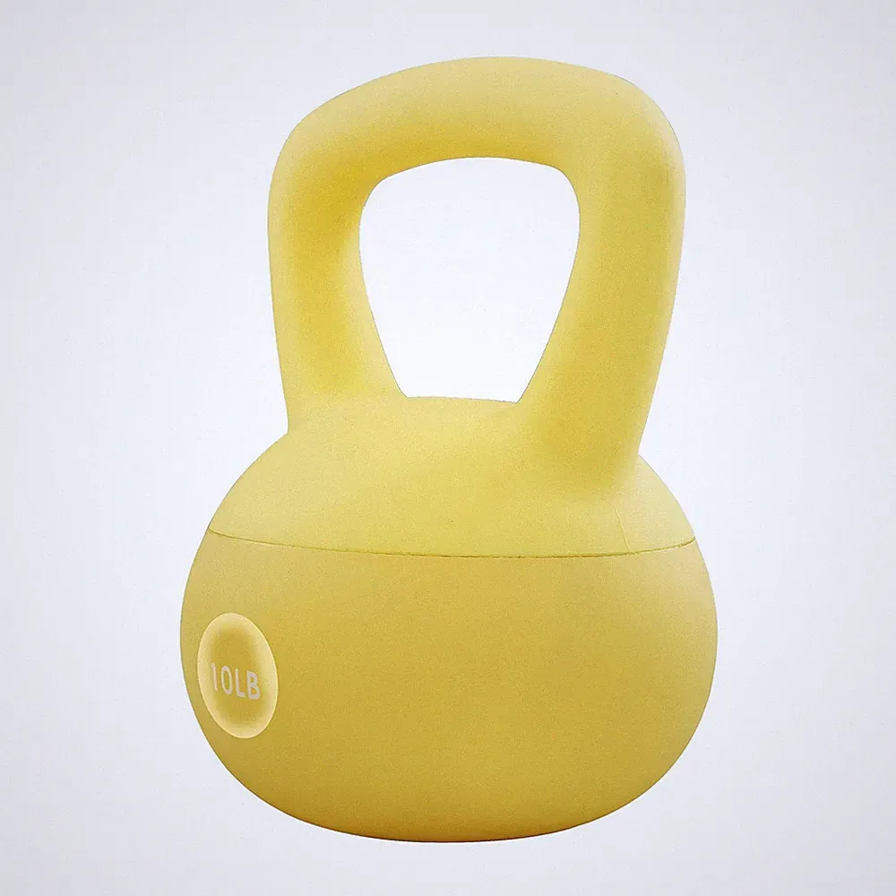 Fitvids Soft Kettlebell Ergonomic Grip, Iron & Sand Filled, 10 Pounds, Yellow