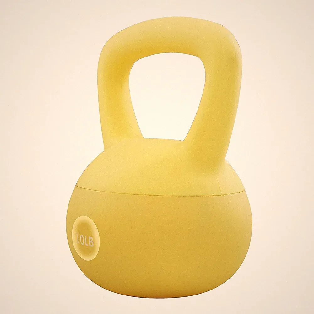 Fitvids Soft Kettlebell Ergonomic Grip, Iron & Sand Filled, 10 Pounds, Yellow