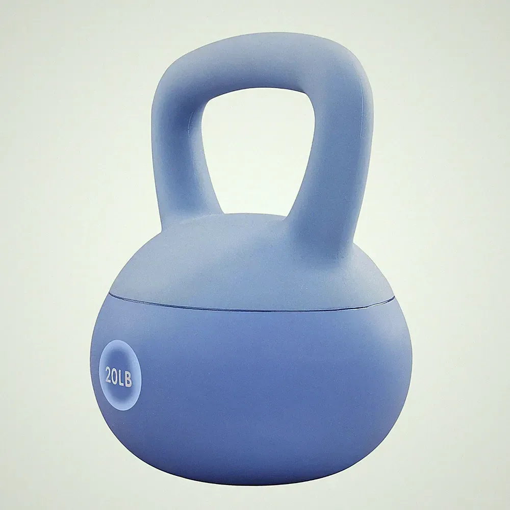 Fitvids Soft Kettlebell Ergonomic Grip, Iron & Sand Filled, 20 Pounds, Blue