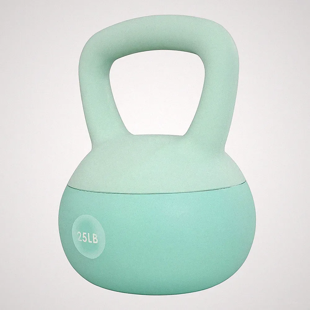 Fitvids Soft Kettlebell Ergonomic Grip, Iron & Sand Filled, 25 Pounds, Green