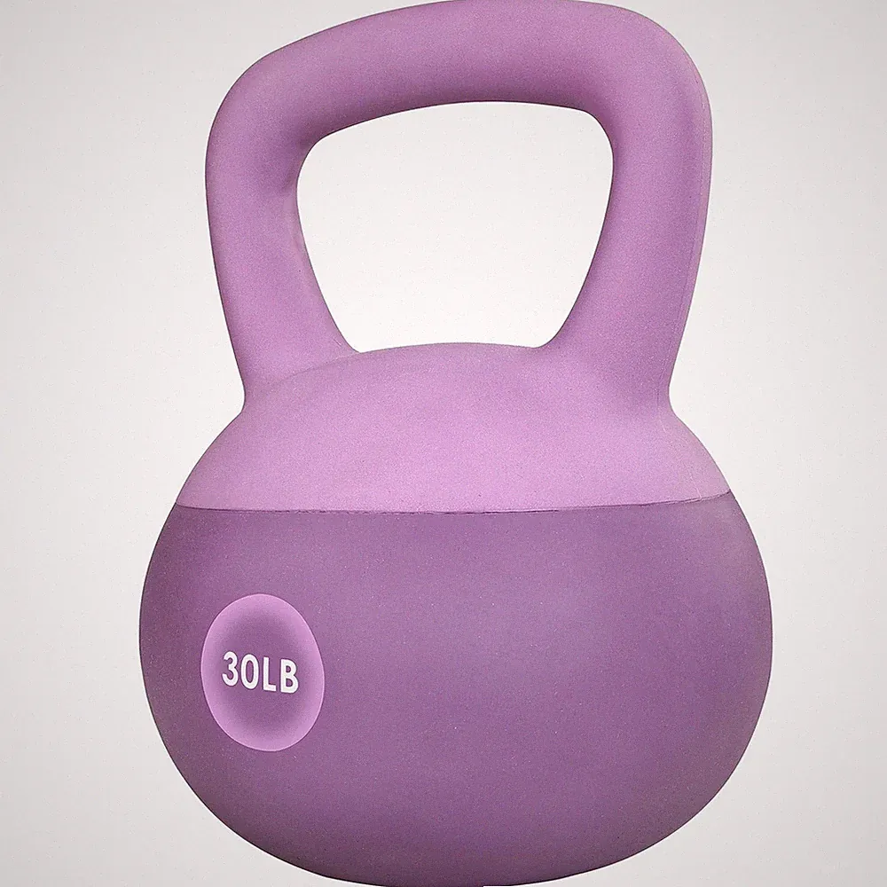 Fitvids Soft Kettlebell Ergonomic Grip, Iron & Sand Filled, 30 Pounds, Purple