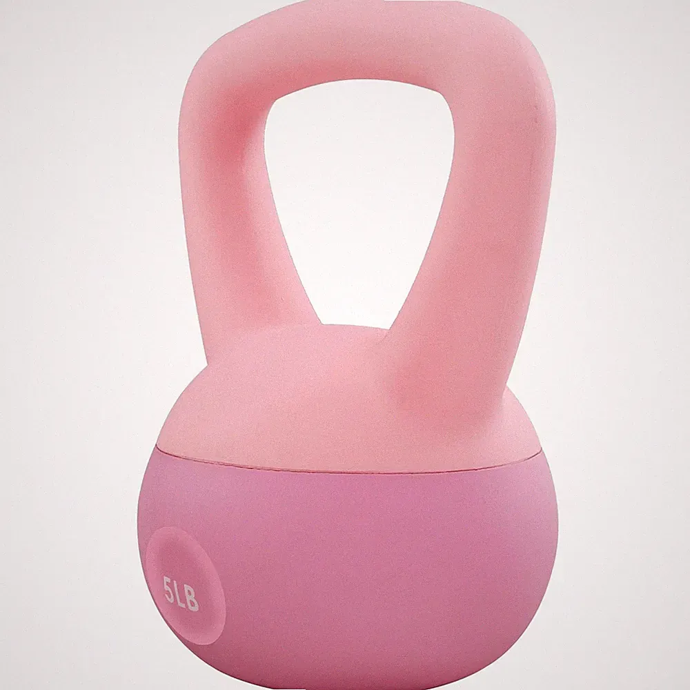 Fitvids Soft Kettlebell Ergonomic Grip, Iron & Sand Filled, 5 Pounds, Light Pink