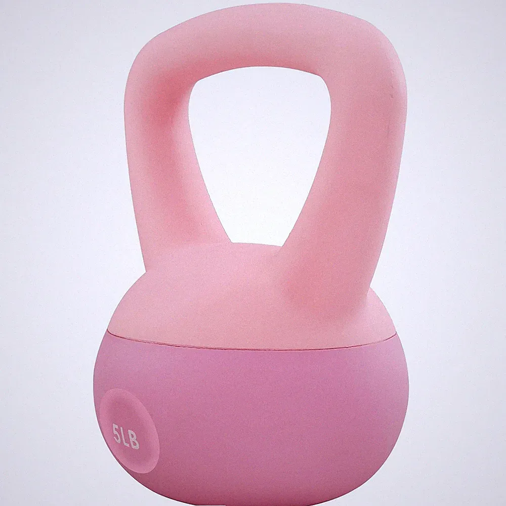 Fitvids Soft Kettlebell Ergonomic Grip, Iron & Sand Filled, 5lb, Pink (Open Box)