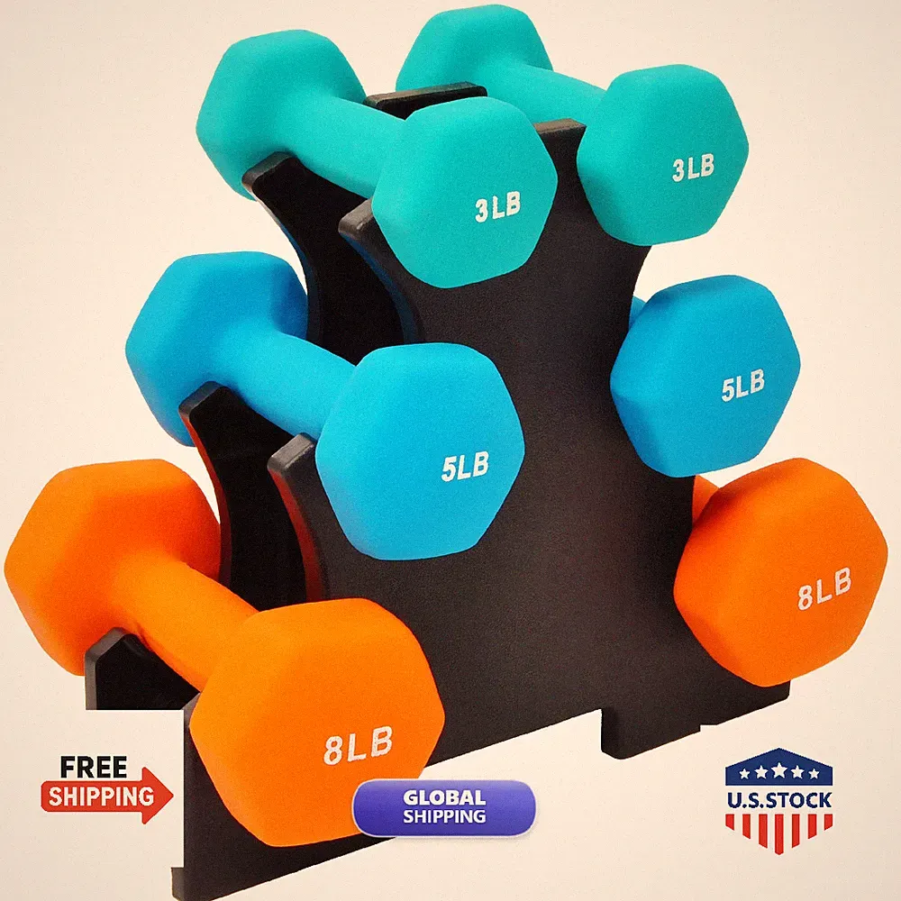 Fitvids Sporzon Colored Neoprene Coated Dumbbell Set Stand Multiple Bfdb