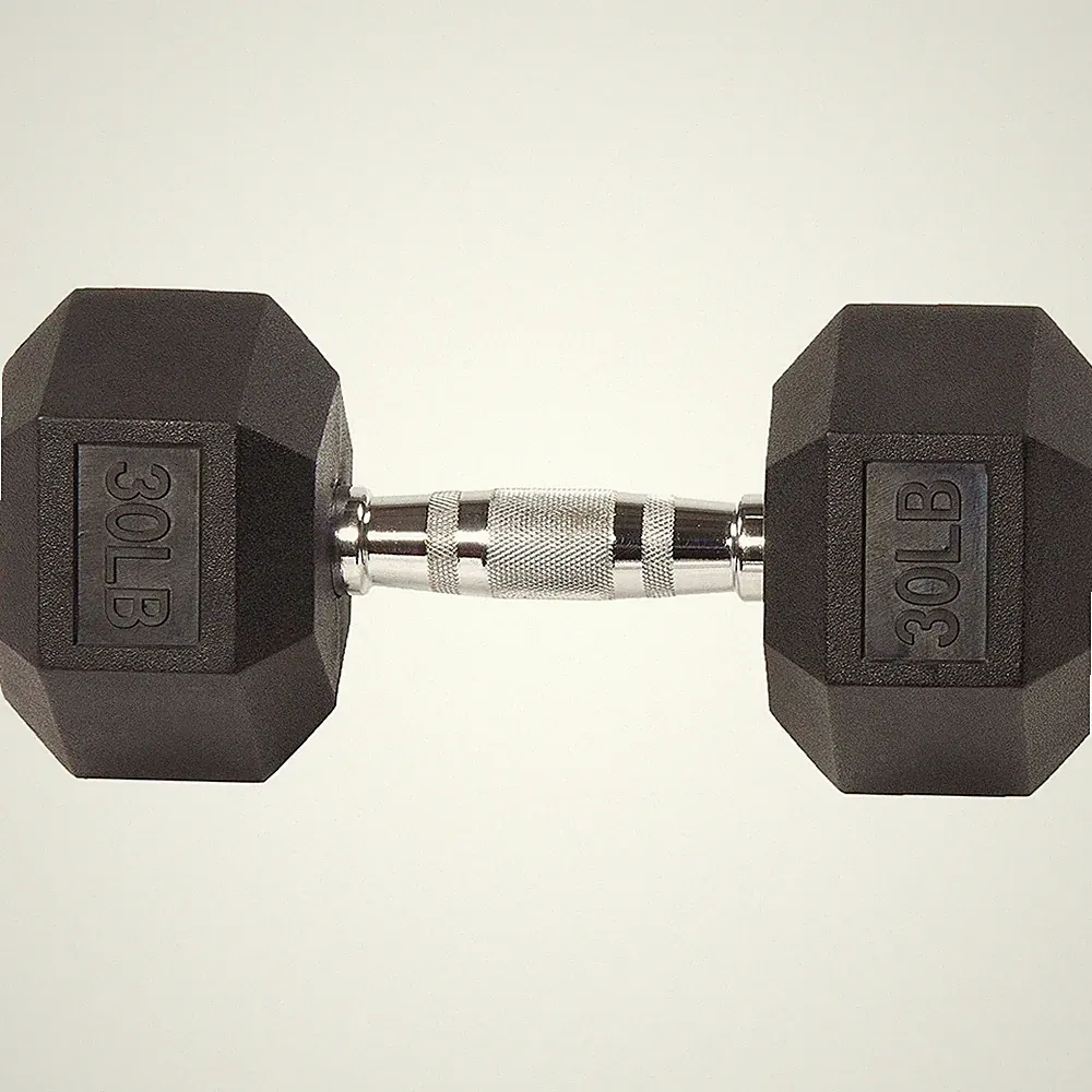 Fitvids Sporzon! Rubber Encased Hex Dumbbell, Single, Black