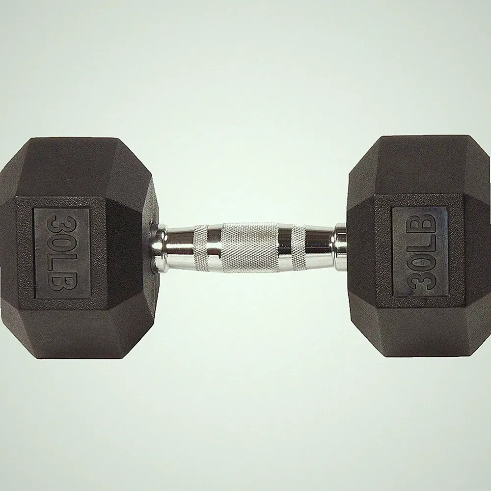 Fitvids Sporzon! Rubber Encased Hex Dumbbell, Single, Black