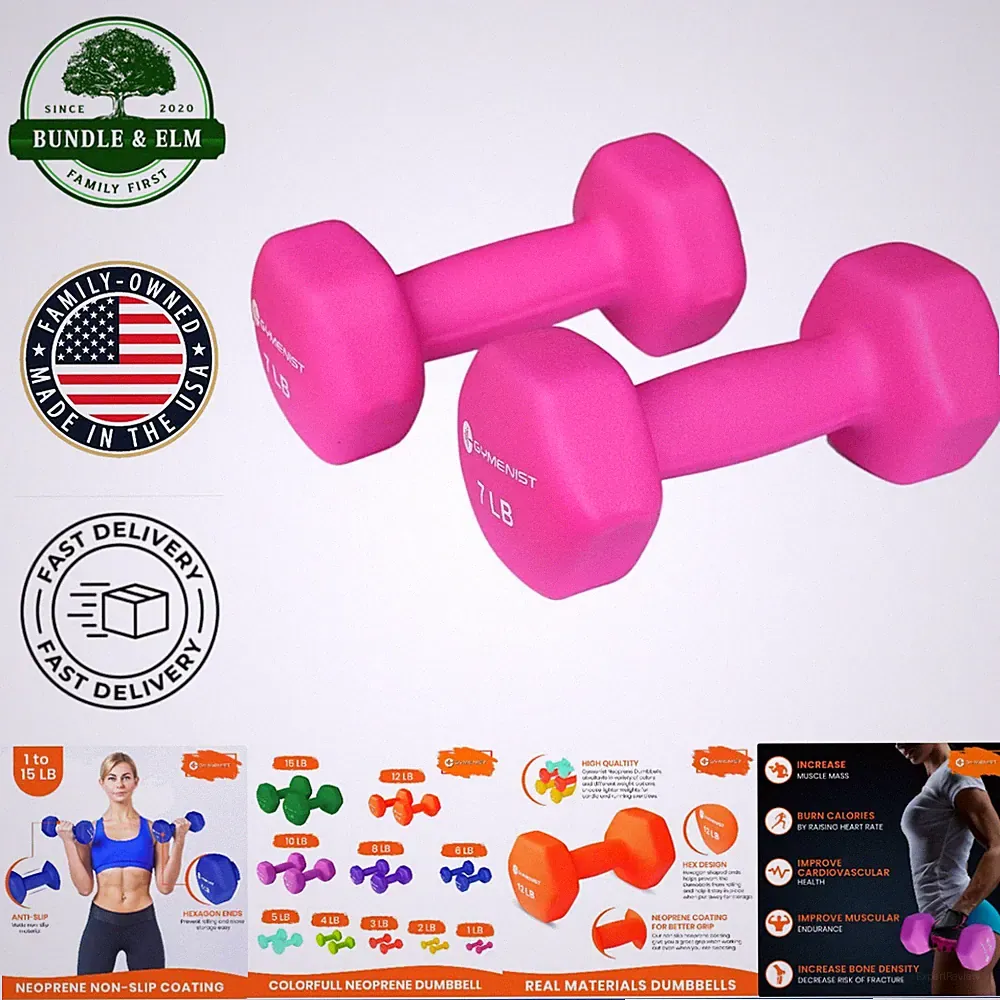 Fixed Weight Dumbbell Set, 2 Neoprene Coated Weights for Workout Routines