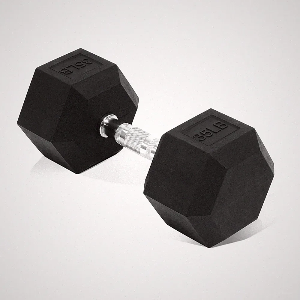 Flexwave 35 LB Rubber Hex Dumbbell with Non-Slip Grip