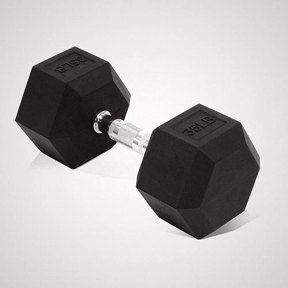 Flexwave 35 LB Rubber Hex Dumbbell with Non-Slip Grip for Home Gym Strength