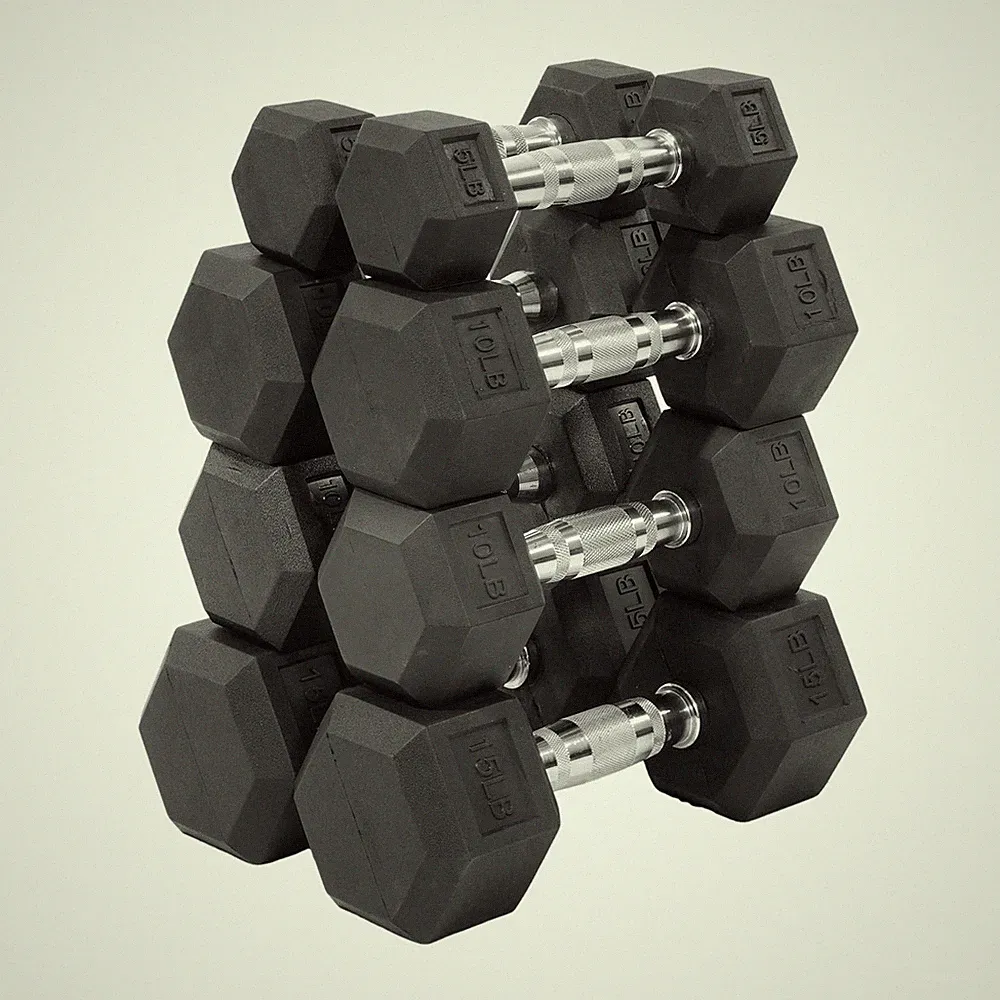 FlexWave Rubber Encased Hex Dumbbell Set – 70LB/80LB/90LB/110LB/120LB/130LB/140L