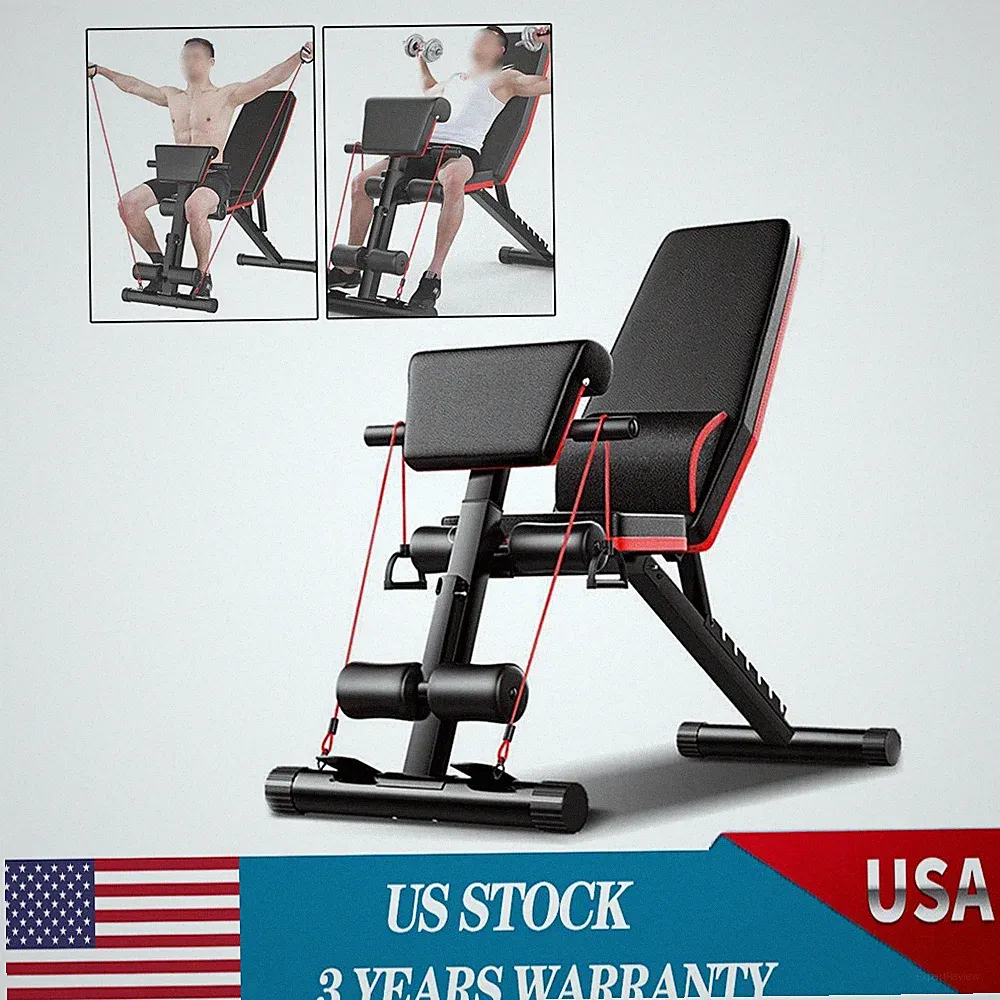 Foldable Adjustable Dumbbell Weight Bench Full Body Workout Incline Decline Gym