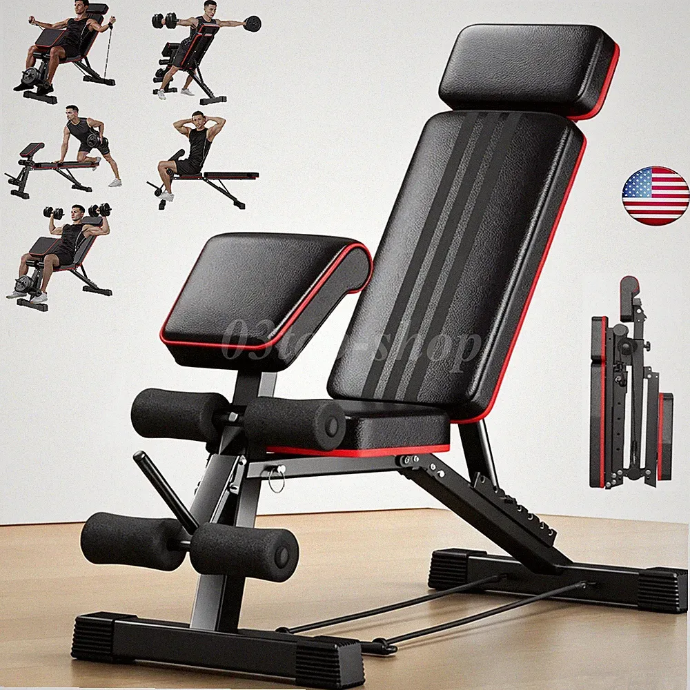 Foldable Dumbbell Weight Bench Fitness Incline Bench Adjustable Workout 1000LBS