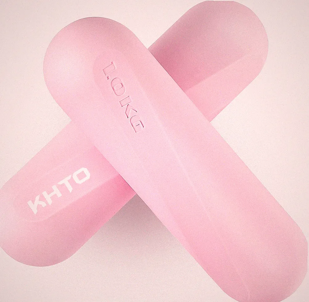 Food Grade Silicone Dumbbell Weight Bars for Women, Pink (2.2 LB | 4.4 LB Pair)