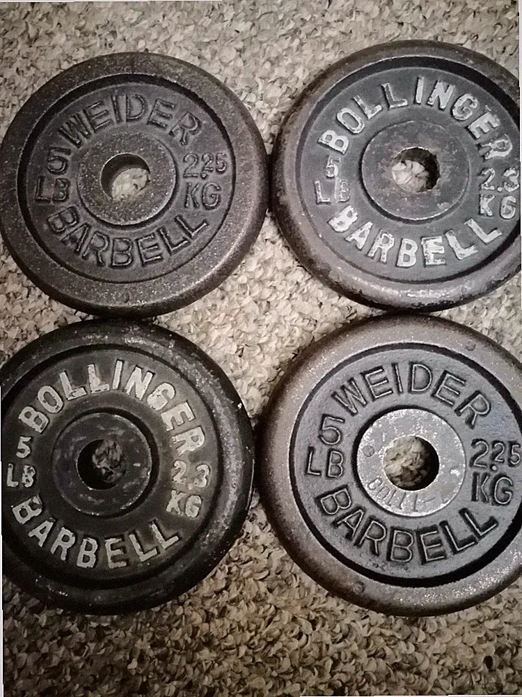 Four 5lb Five Pound Weider Standard Weight Plates Barbell Dumbbell local pickup