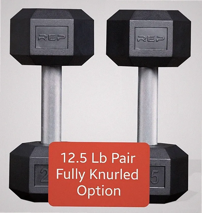 *FREESHIP TO AK, PR, HI *💪12.5 Lb Rubber Hex Dumbbell PAIR Set