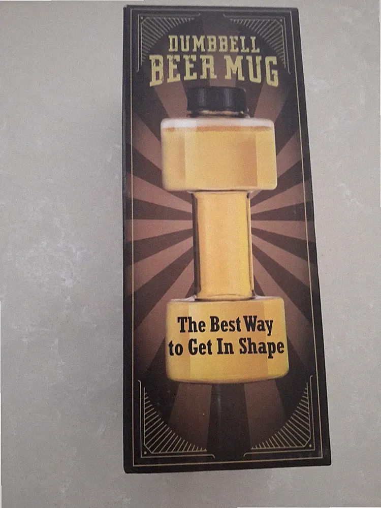 Gag Birthday Tailgaiting Gift Dumbell Beer Mug With Screw Top New In Box