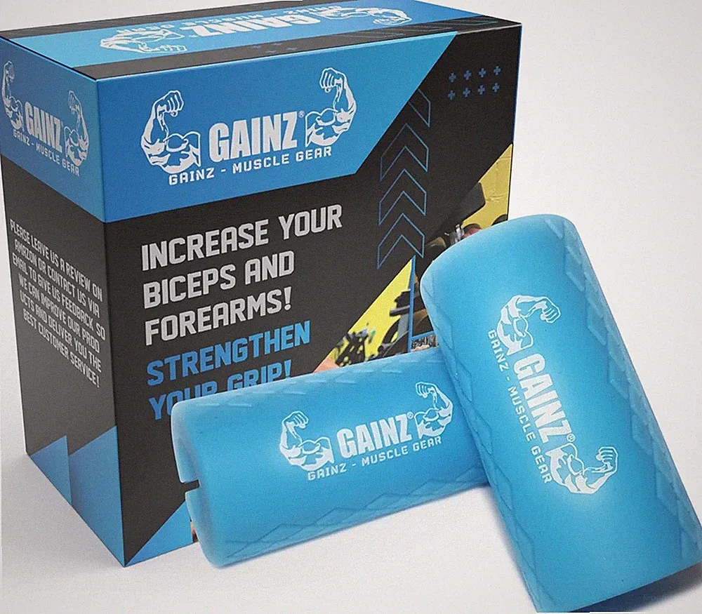 Gainz Thick Grips Dumbell Barbell Weight Lifting Adapters for Fat Bar Grow Big