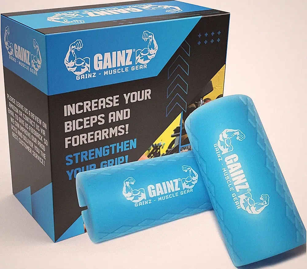 Gainz - Thick Grips Dumbell/Barbell Weight Lifting Adapters - Grow Bigger Biceps