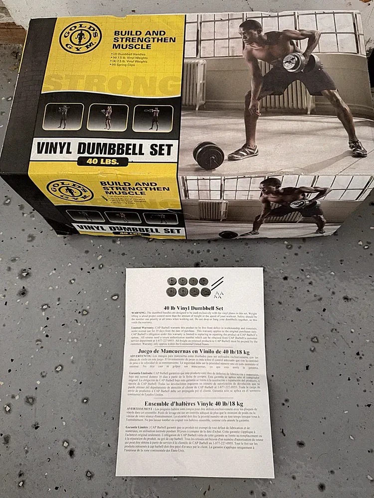 Gold's Gym 40 lbs Vinyl Dumbbell Weightlifting Set - New