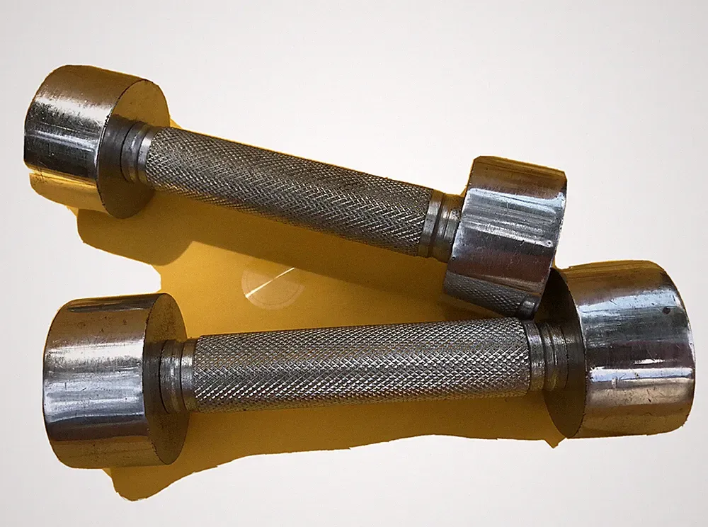 Gold's Gym Chrome Pair Set of Two 3lb Dumbells Screw On Weights Metal