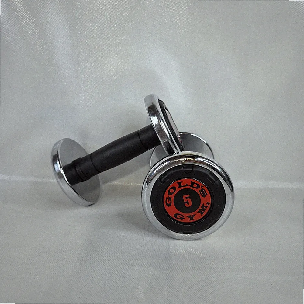 Gold's Gym Steel Black Red Logo Pro Grip Handle Weights Dumbbell Pair 5 lbs Each
