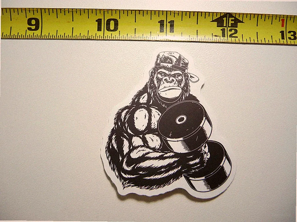 GORILLA DUMBELL DUMBBELL SMALL STICKER DECAL GYM WEIGHTLIFTING FITNESS EXERCISE